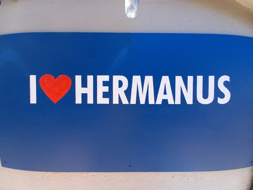 I ❤️ Hermanus painting on white wall, near Cape Town, South Africa