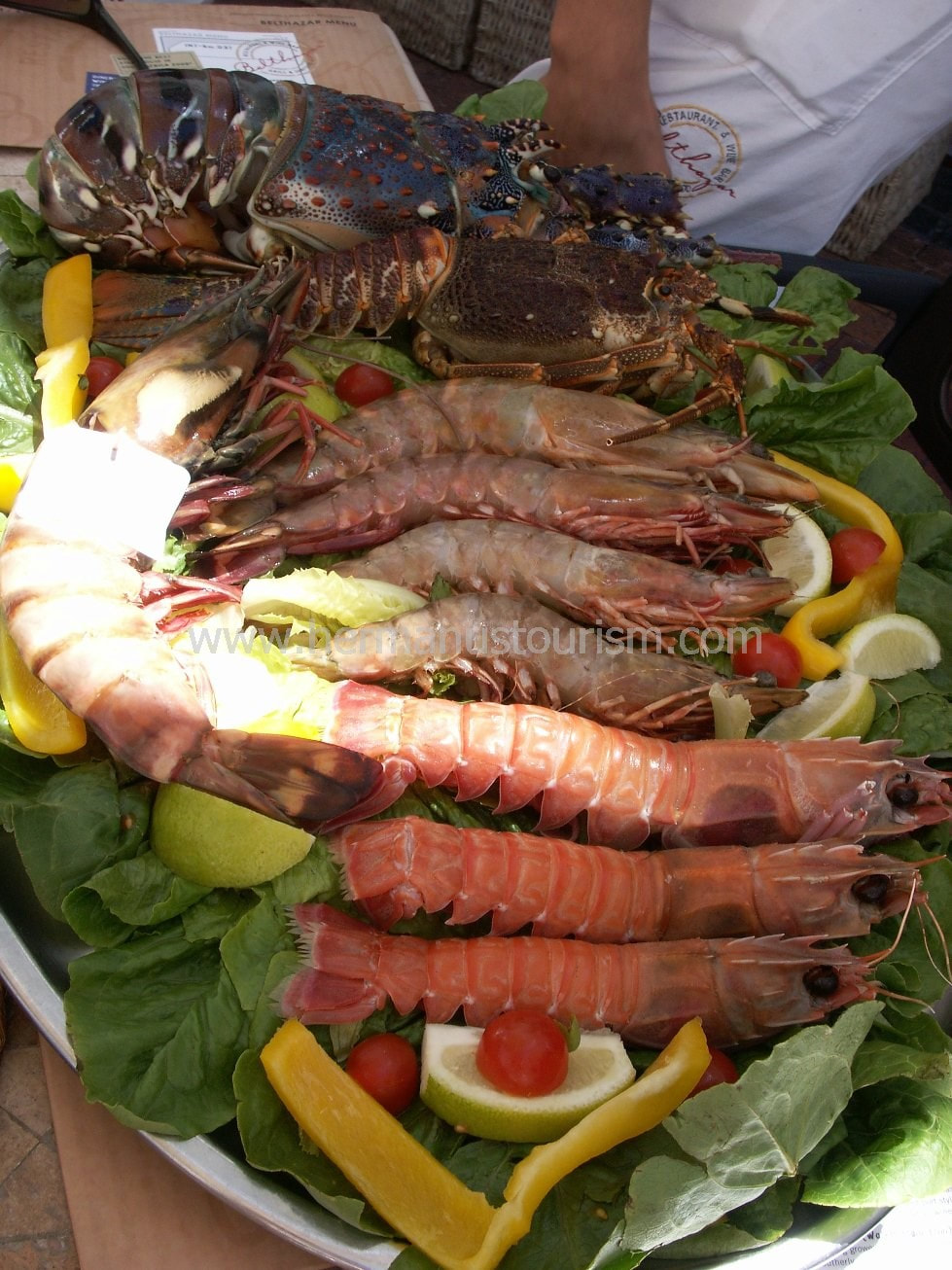 Huge Prawns at Seafood Restaurant Hermanus South Africa